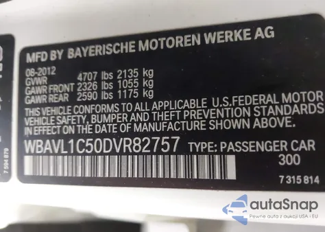2013 BMW X1 xDrive28I from USA, damaged, VIN WBAVL1C50DVR82757